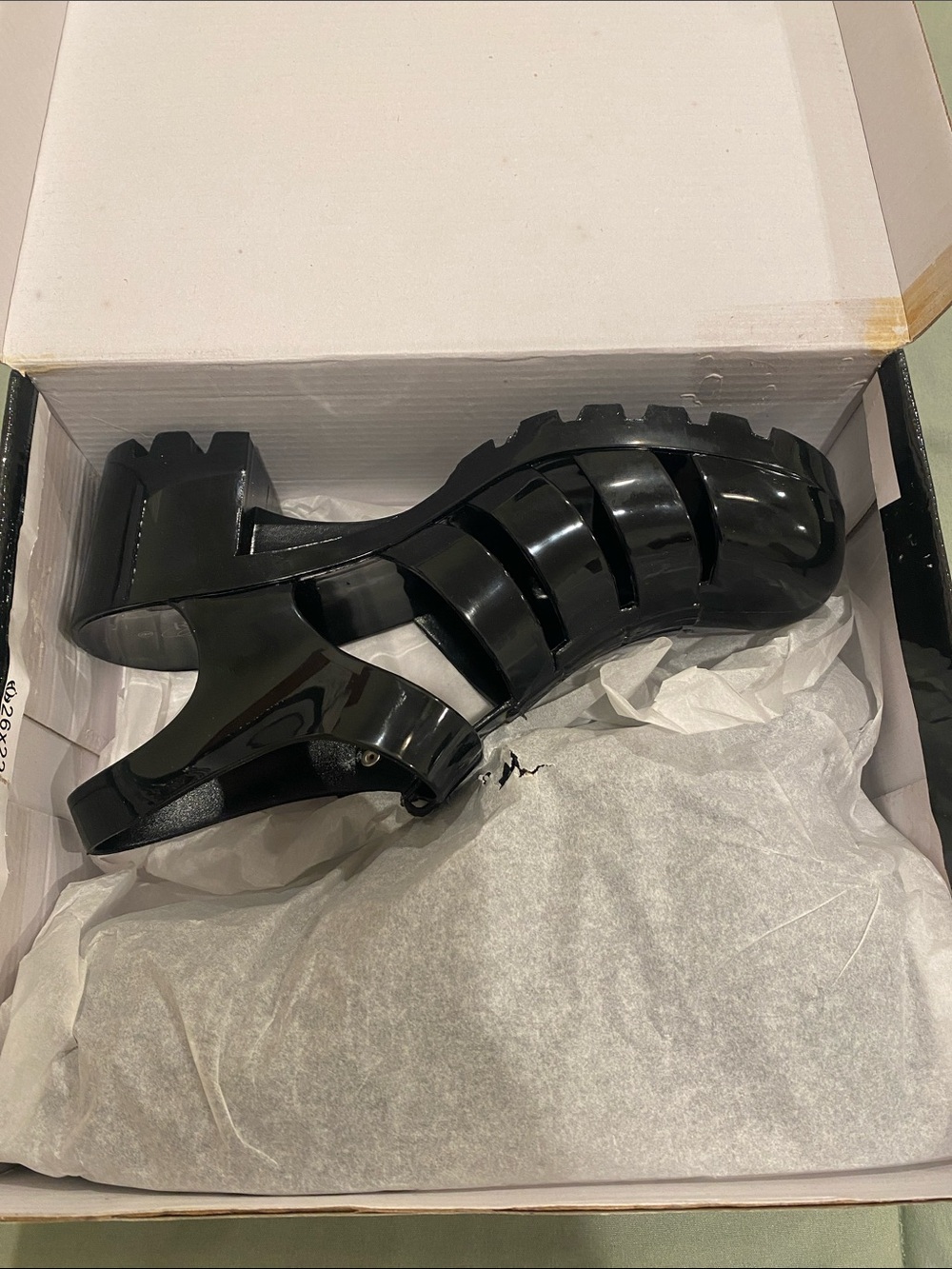 Black Chunky Heeled Jelly Sandals with Buckle Detail - Picture 5 of 5